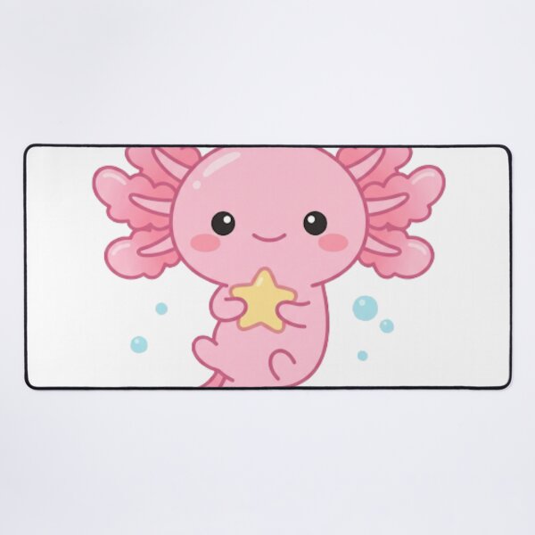 Item preview, Cute Kawaii Pink Axolotl Hugging Star designed and sold by NeonNerd Studio.