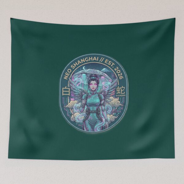 Item preview, Cyberpunk White Snake Legend Aesthetic – Neo Shanghai Emblem designed and sold by Surviving Monday Club.