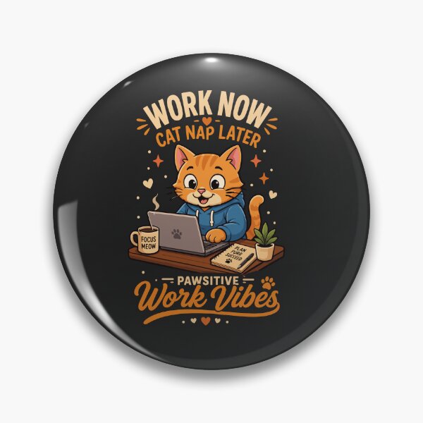 Item preview, Cute Cat Working on Laptop - Work Now Cat Nap Later | Funny Cat Office Graphic designed and sold by Nueve Uno Design.