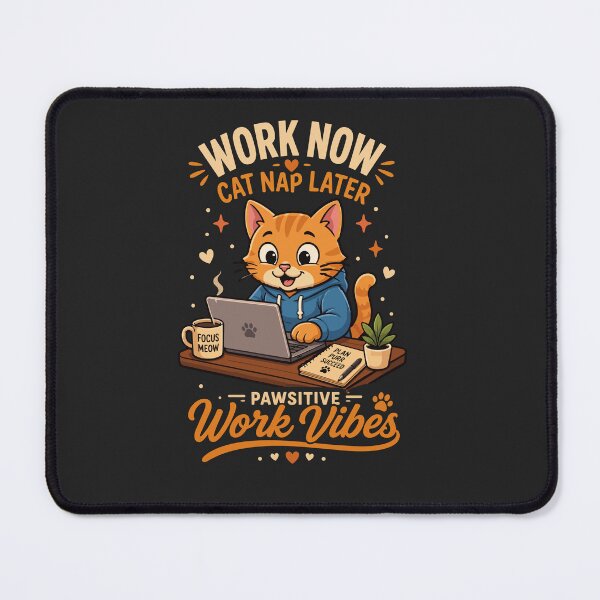 Item preview, Cute Cat Working on Laptop - Work Now Cat Nap Later | Funny Cat Office Graphic designed and sold by Nueve Uno Design.