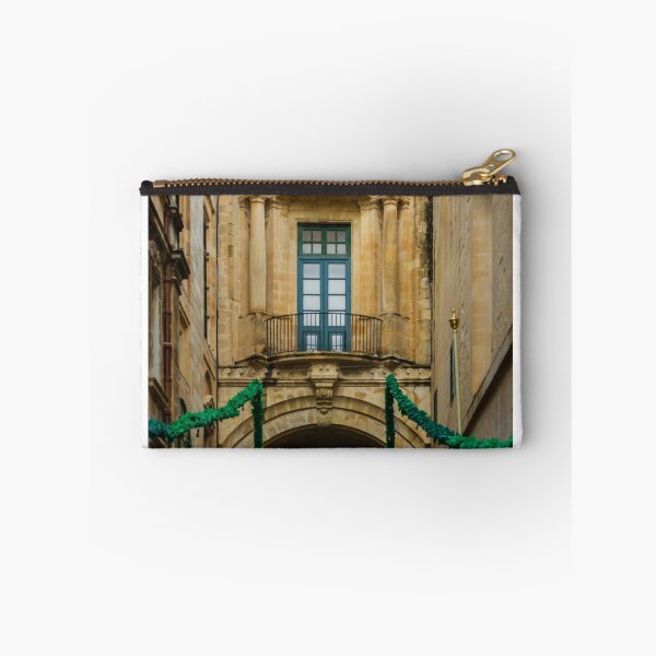 Item preview, Historic Stone Archway With Balcony and Columns Over Narrow Street in Mediterranean Old Town designed and sold by Nmallia.