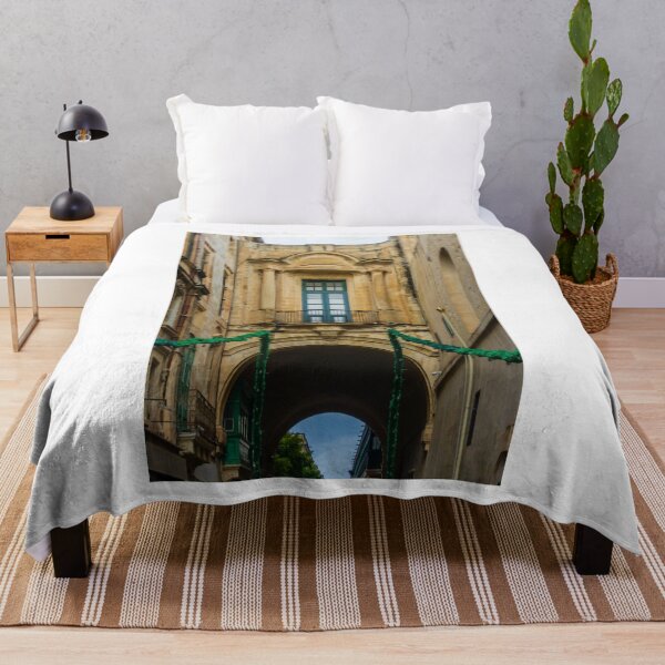 Item preview, Historic Stone Archway With Balcony and Columns Over Narrow Street in Mediterranean Old Town designed and sold by Nmallia.
