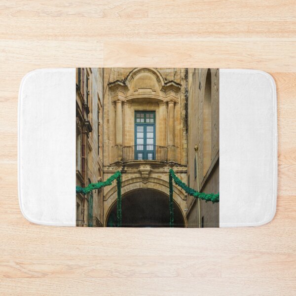 Item preview, Historic Stone Archway With Balcony and Columns Over Narrow Street in Mediterranean Old Town designed and sold by Nmallia.