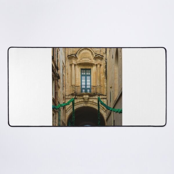 Item preview, Historic Stone Archway With Balcony and Columns Over Narrow Street in Mediterranean Old Town designed and sold by Nmallia.