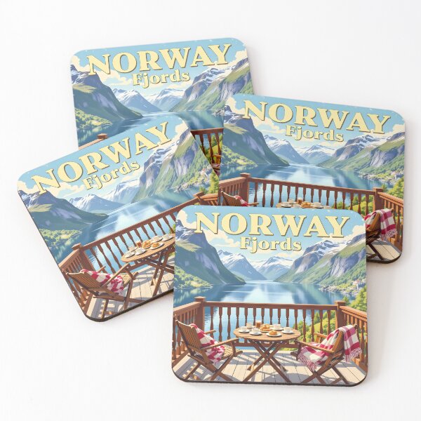 Item preview, Norwegian Fjords, Norway: Fjord Balcony Morning Vintage-Style Painterly Travel Poster designed and sold by LSVart.