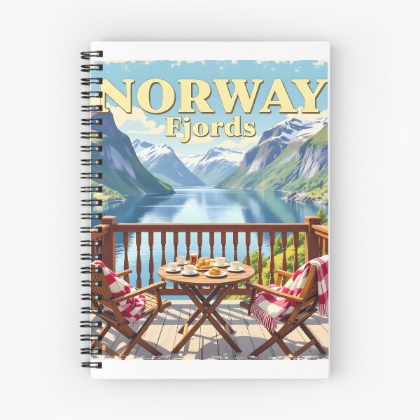 Item preview, Norwegian Fjords, Norway: Fjord Balcony Morning Vintage-Style Painterly Travel Poster designed and sold by LSVart.