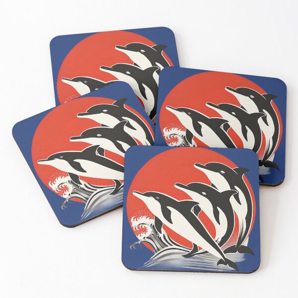 Item preview, Three Dolphins Japanese Wave Art designed and sold by FoldedRainbow.