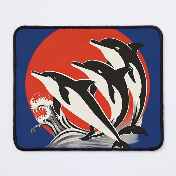 Item preview, Three Dolphins Japanese Wave Art designed and sold by FoldedRainbow.