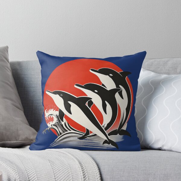 Item preview, Three Dolphins Japanese Wave Art designed and sold by FoldedRainbow.