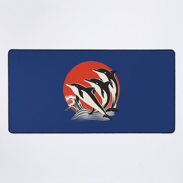 Item preview, Three Dolphins Japanese Wave Art designed and sold by FoldedRainbow.