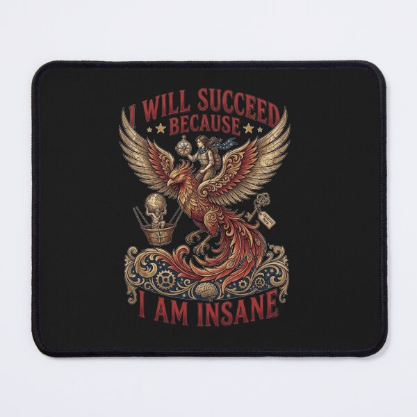 Item preview, I Will Succeed Because I Am Insane Phoenix | Vintage Motivational Quote Graphic designed and sold by designwiss.