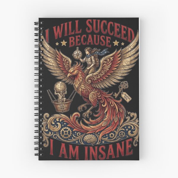 Item preview, I Will Succeed Because I Am Insane Phoenix | Vintage Motivational Quote Graphic designed and sold by designwiss.