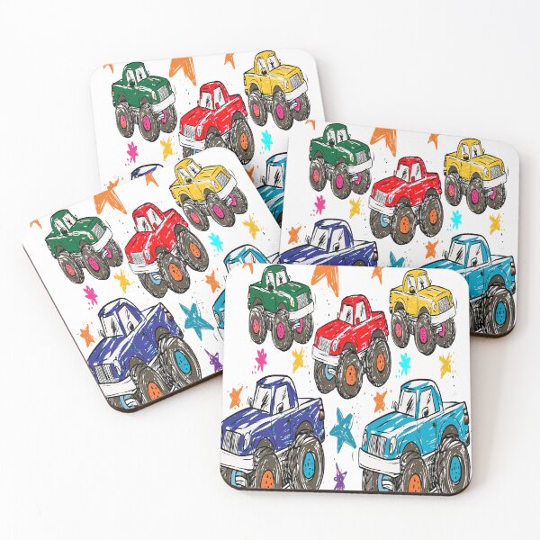 Item preview, Color Pick Up Trucks And Stars Print Pattern designed and sold by RichardRags.