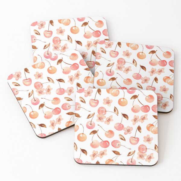 Item preview, Pastel Cherries and Cherry Blossoms Pattern in Watercolor designed and sold by andrebalest.art.
