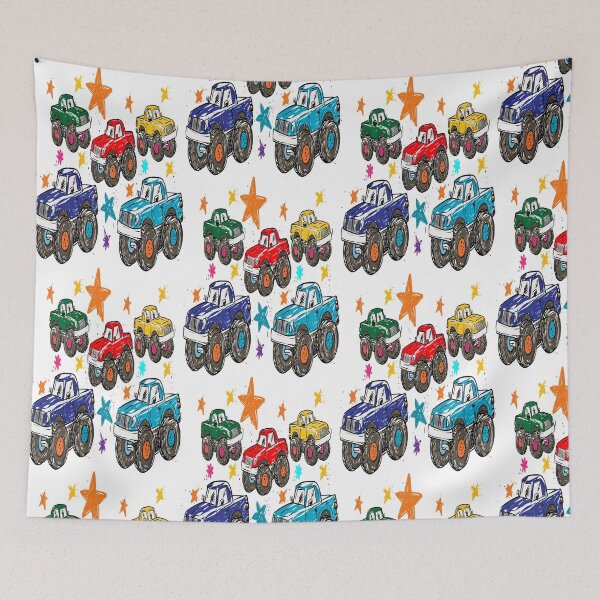 Item preview, Color Pick Up Trucks And Stars Print Pattern designed and sold by RichardRags.