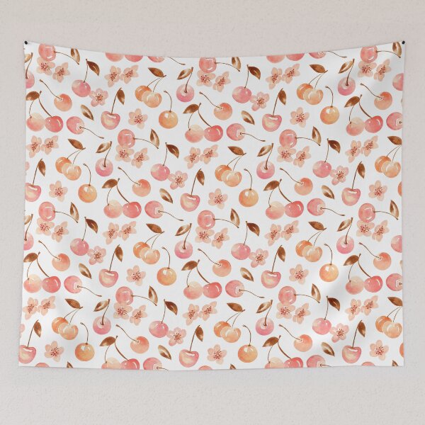 Item preview, Pastel Cherries and Cherry Blossoms Pattern in Watercolor designed and sold by andrebalest.art.