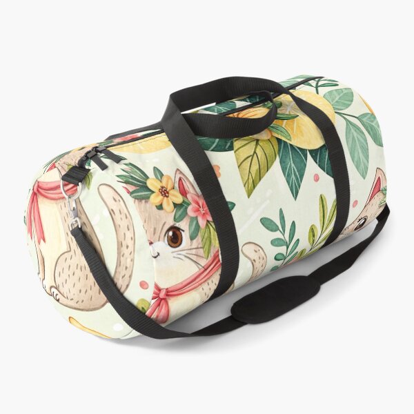 Item preview, Cute Lemon Cats Floral Pattern designed and sold by Storybook Botanica.
