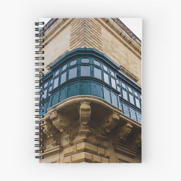 Item preview, Ornate Enclosed Balcony On Historic Stone Corner Building Showcasing Traditional Wooden Architecture designed and sold by Nmallia.