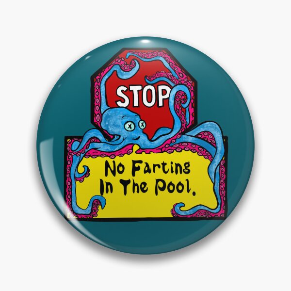 Item preview, Funny Octopus STOP Sign No Farting In The Pool Cartoon designed and sold by Urban Muse And Sultry Hues.