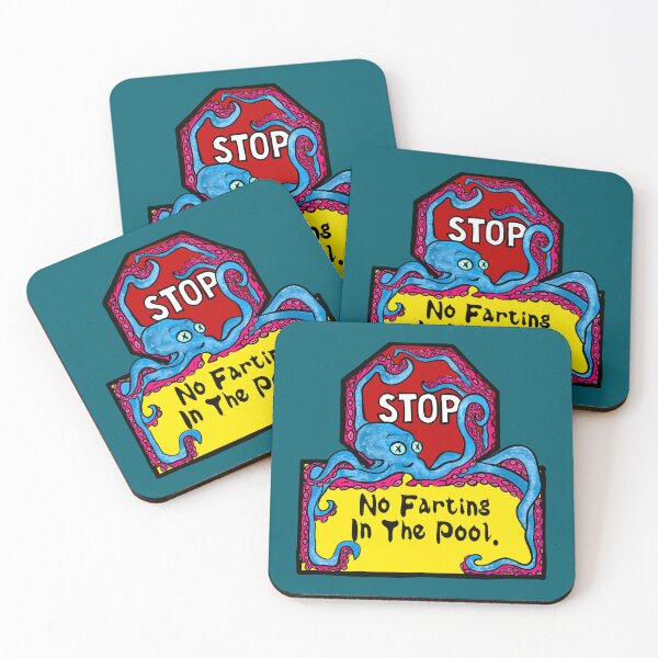 Item preview, Funny Octopus STOP Sign No Farting In The Pool Cartoon designed and sold by Urban Muse And Sultry Hues.