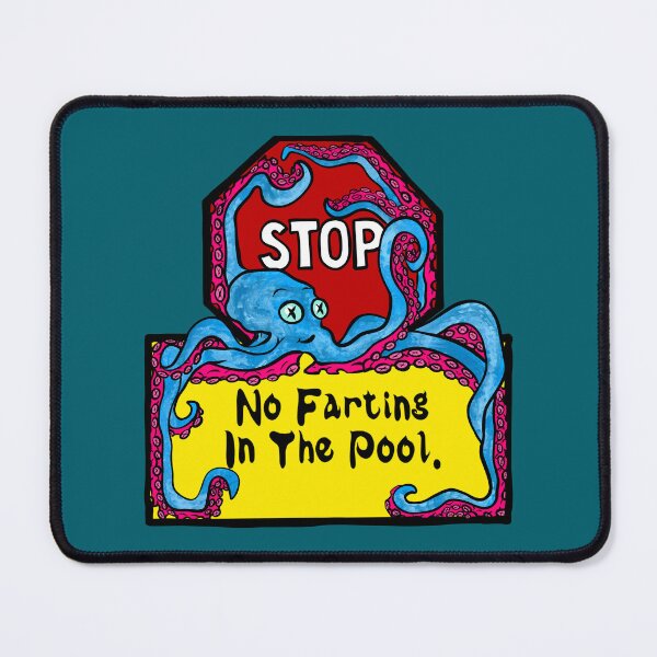 Item preview, Funny Octopus STOP Sign No Farting In The Pool Cartoon designed and sold by Urban Muse And Sultry Hues.