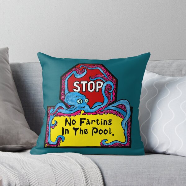 Item preview, Funny Octopus STOP Sign No Farting In The Pool Cartoon designed and sold by Urban Muse And Sultry Hues.