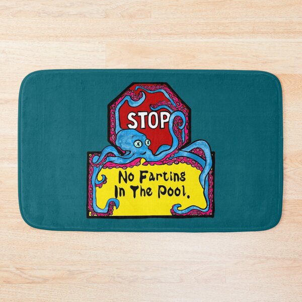 Item preview, Funny Octopus STOP Sign No Farting In The Pool Cartoon designed and sold by Urban Muse And Sultry Hues.