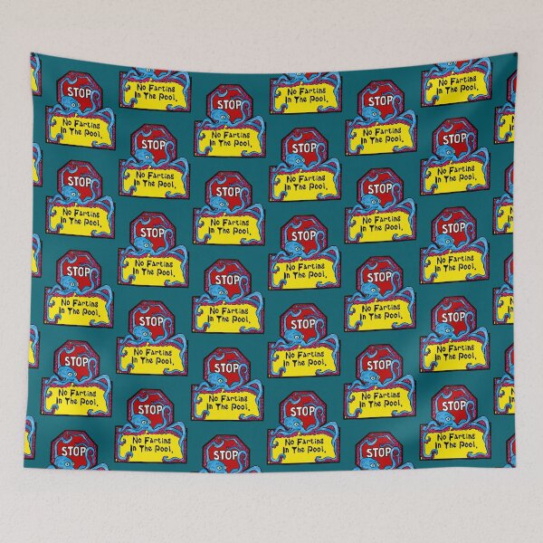 Item preview, Funny Octopus STOP Sign No Farting In The Pool Cartoon designed and sold by Urban Muse And Sultry Hues.