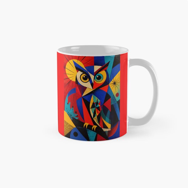 Item preview, Colorful Geometric Owl - Abstract Cubist Stained Glass Owl Bird Art designed and sold by inkaylindesign.