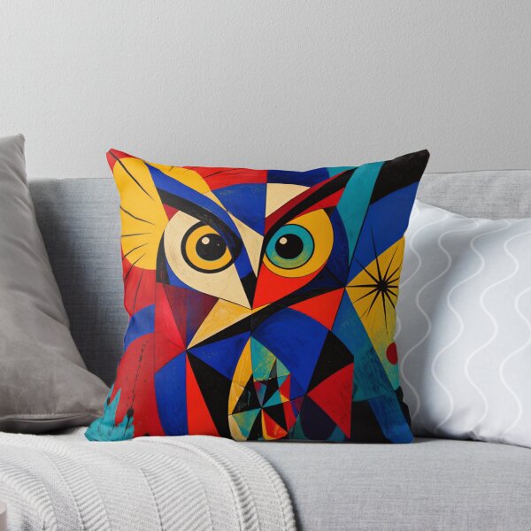 Item preview, Colorful Geometric Owl - Abstract Cubist Stained Glass Owl Bird Art designed and sold by inkaylindesign.
