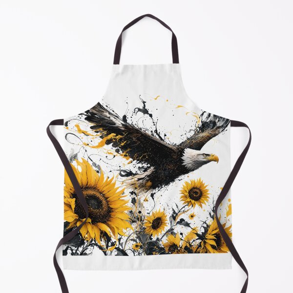Item preview, Majestic Bald Eagle Flight Over Sunflowers Splatter Art designed and sold by Marcu Ioachim.