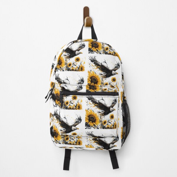 Item preview, Majestic Bald Eagle Flight Over Sunflowers Splatter Art designed and sold by Marcu Ioachim.