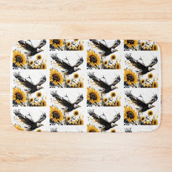 Item preview, Majestic Bald Eagle Flight Over Sunflowers Splatter Art designed and sold by Marcu Ioachim.