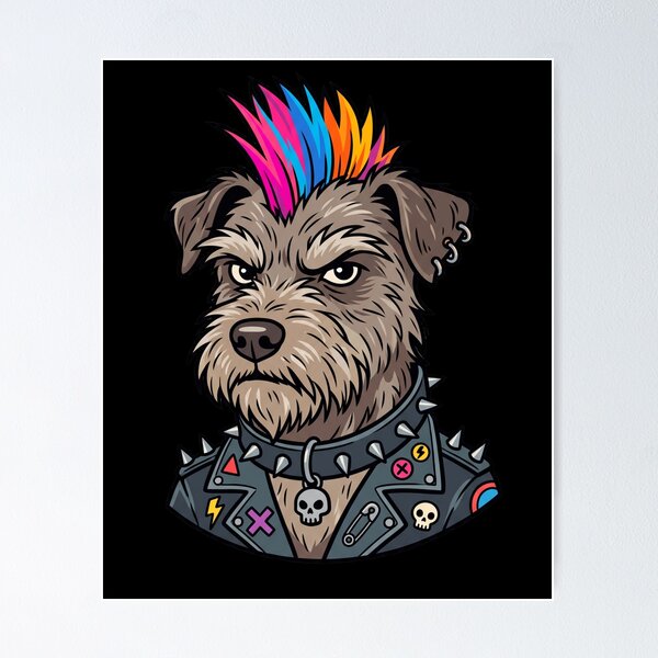 Item preview, Punk Dog With Mohawk and Spiked Collar Edgy Rocker Graphic designed and sold by khaled-bahaa.
