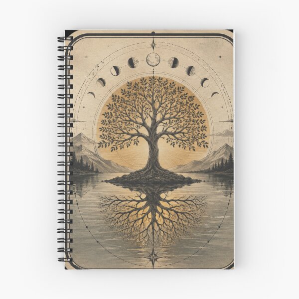 Item preview, Mystical Tree of Life with Moon Phases and Golden Sun designed and sold by naturalsurvival.