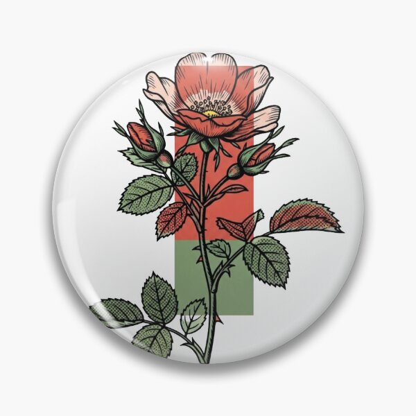 Artikelvorschau, Vintage Wildrose – Botanische Gravur im Retro-Stil entworfen und verkauft von Dzblack.