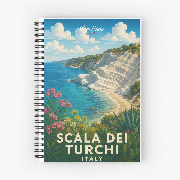 Item preview, Scala dei Turchi Sicily Vintage Travel Poster designed and sold by Earth Celebration Designs.