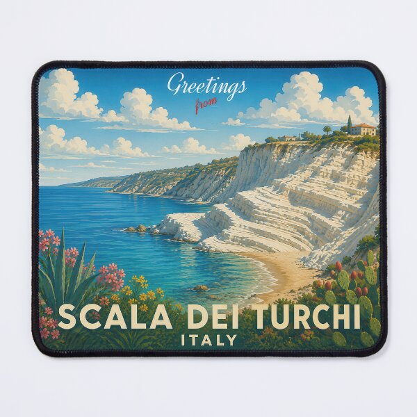 Item preview, Scala dei Turchi Sicily Vintage Travel Poster designed and sold by Earth Celebration Designs.