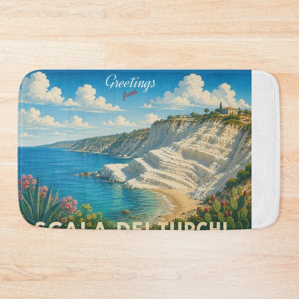 Item preview, Scala dei Turchi Sicily Vintage Travel Poster designed and sold by Earth Celebration Designs.