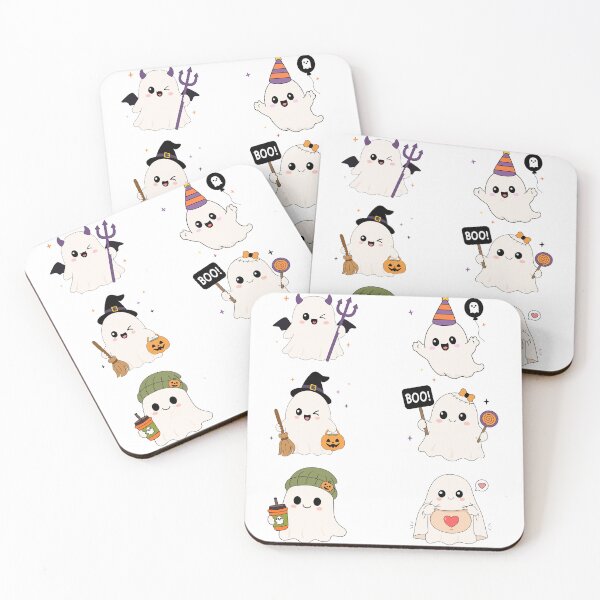 Item preview, Cute Ghost Sticker Sheet Set with Witch Hat and Pumpkin⁠ designed and sold by Teenidesign .
