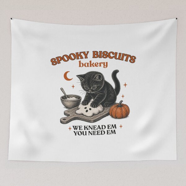 Item preview, Spooky Biscuits Bakery Black Cat Halloween Baking Vintage Cute Ghost Cookie  designed and sold by Gbriel3.