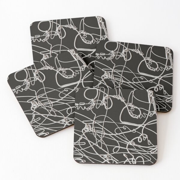 Item preview, White Scribble Line Art on Black Abstract Design designed and sold by BuckaBaby.