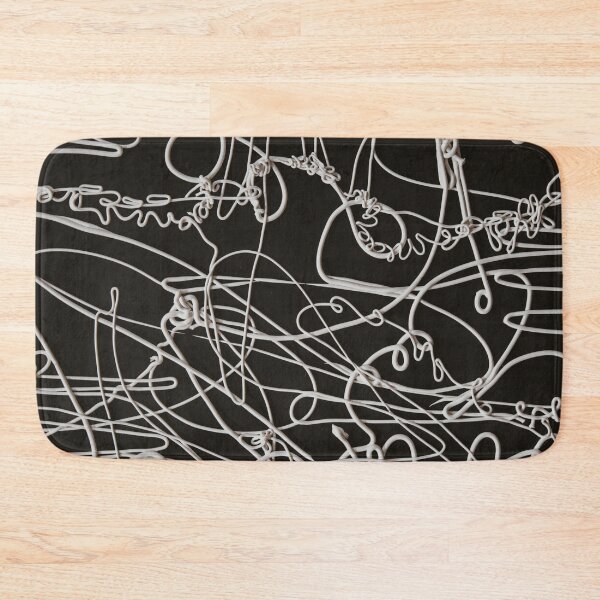 Item preview, White Scribble Line Art on Black Abstract Design designed and sold by BuckaBaby.