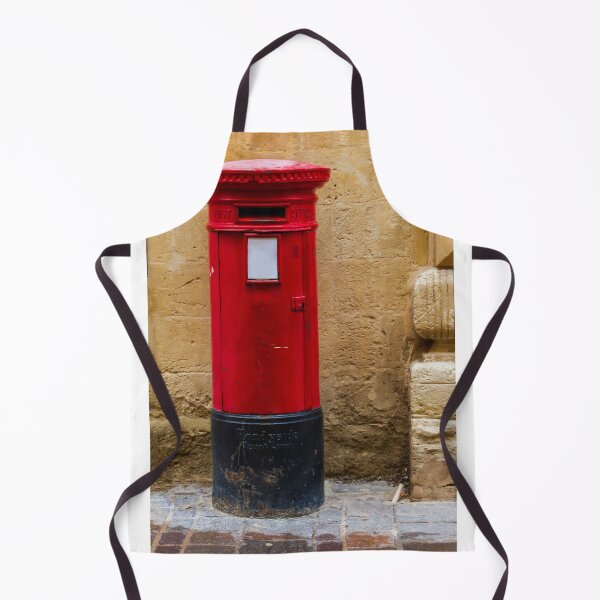 Item preview, Red Post Box Against Stone Wall on Historic British Street, Vintage Mailbox and Postal Charm designed and sold by Nmallia.