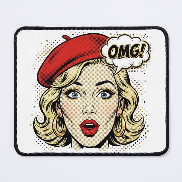 Item preview, OMG! Pop Art Blonde Girl in Red Beret | 60s Vintage Comic Woman designed and sold by MAISON SYLVIE.