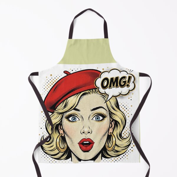 Item preview, OMG! Pop Art Blonde Girl in Red Beret | 60s Vintage Comic Woman designed and sold by MAISON SYLVIE.