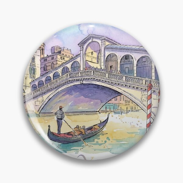 Item preview, Venice Italy Rialto Bridge and Gondola Watercolor Art designed and sold by NareArt.