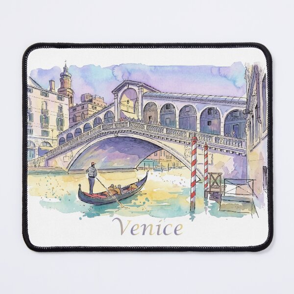 Item preview, Venice Italy Rialto Bridge and Gondola Watercolor Art designed and sold by NareArt.