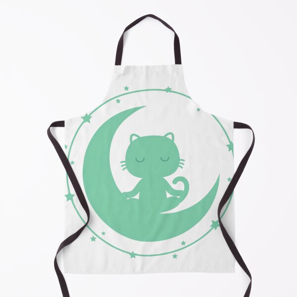 Item preview, Meditating Cat in Mint Moon for Yoga and Nighttime Wellbeing designed and sold by FantasyPearl.