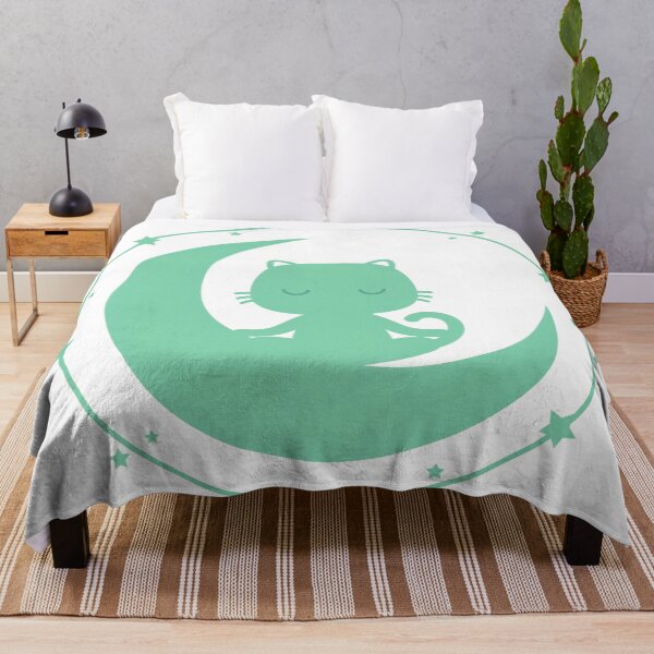 Item preview, Meditating Cat in Mint Moon for Yoga and Nighttime Wellbeing designed and sold by FantasyPearl.